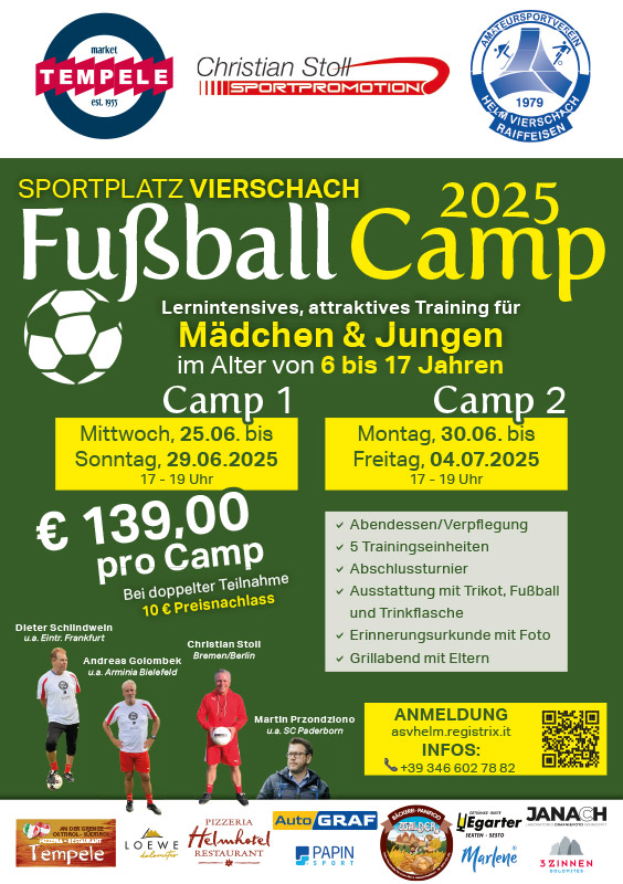 Fussball Camp 2025 - Sportplatz Vierschach